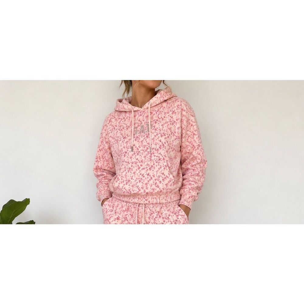 GAP x LoveShackFancy Floral Logo Hoodie XXS Pink Coquette Cottagecore